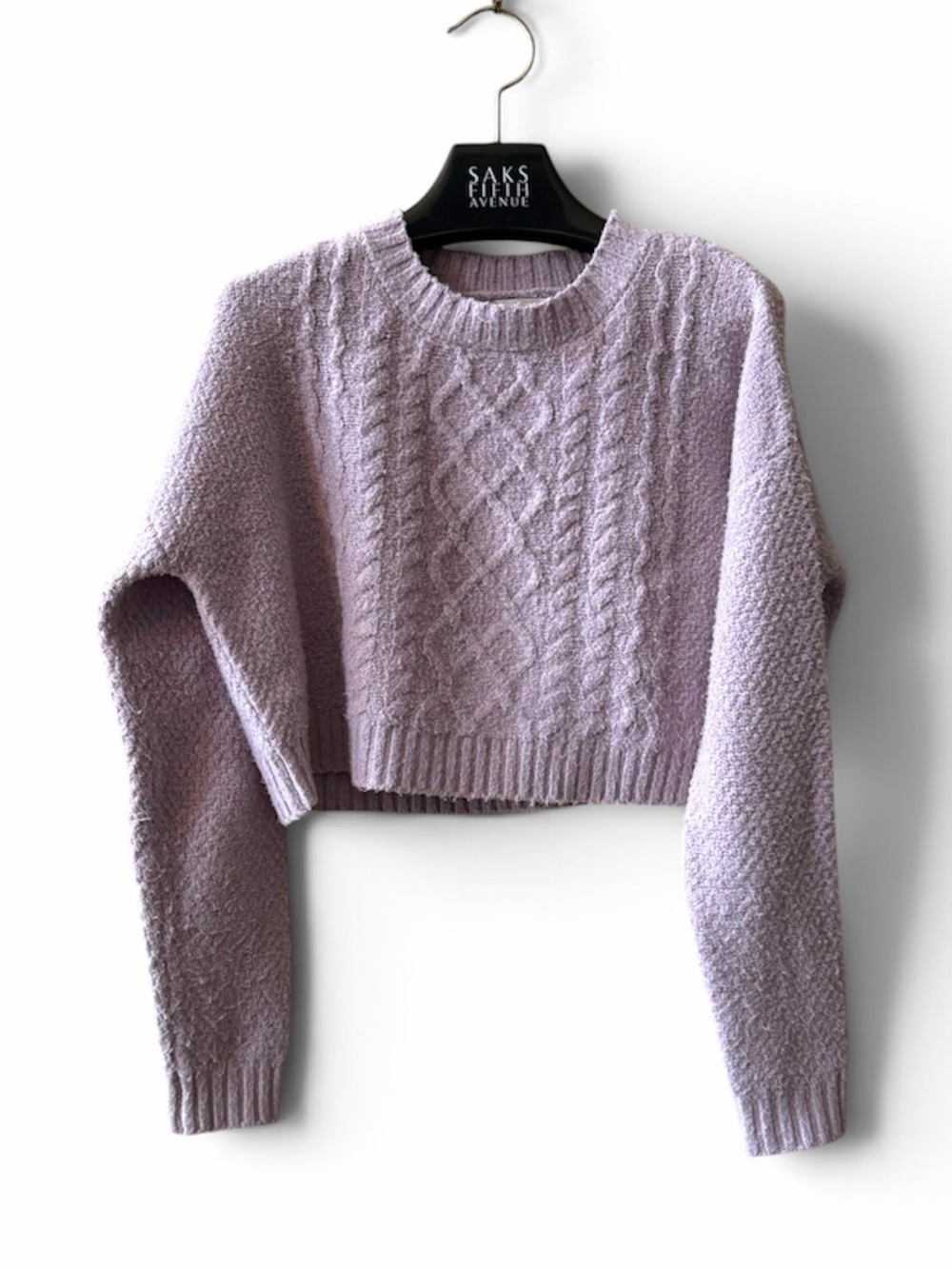 Altar’d State Cable Knit Crop Sweater Size Small Lavender